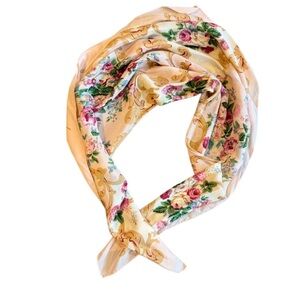Vintage Echo “Club 7” Floral Silk Scarf 34” x 34”